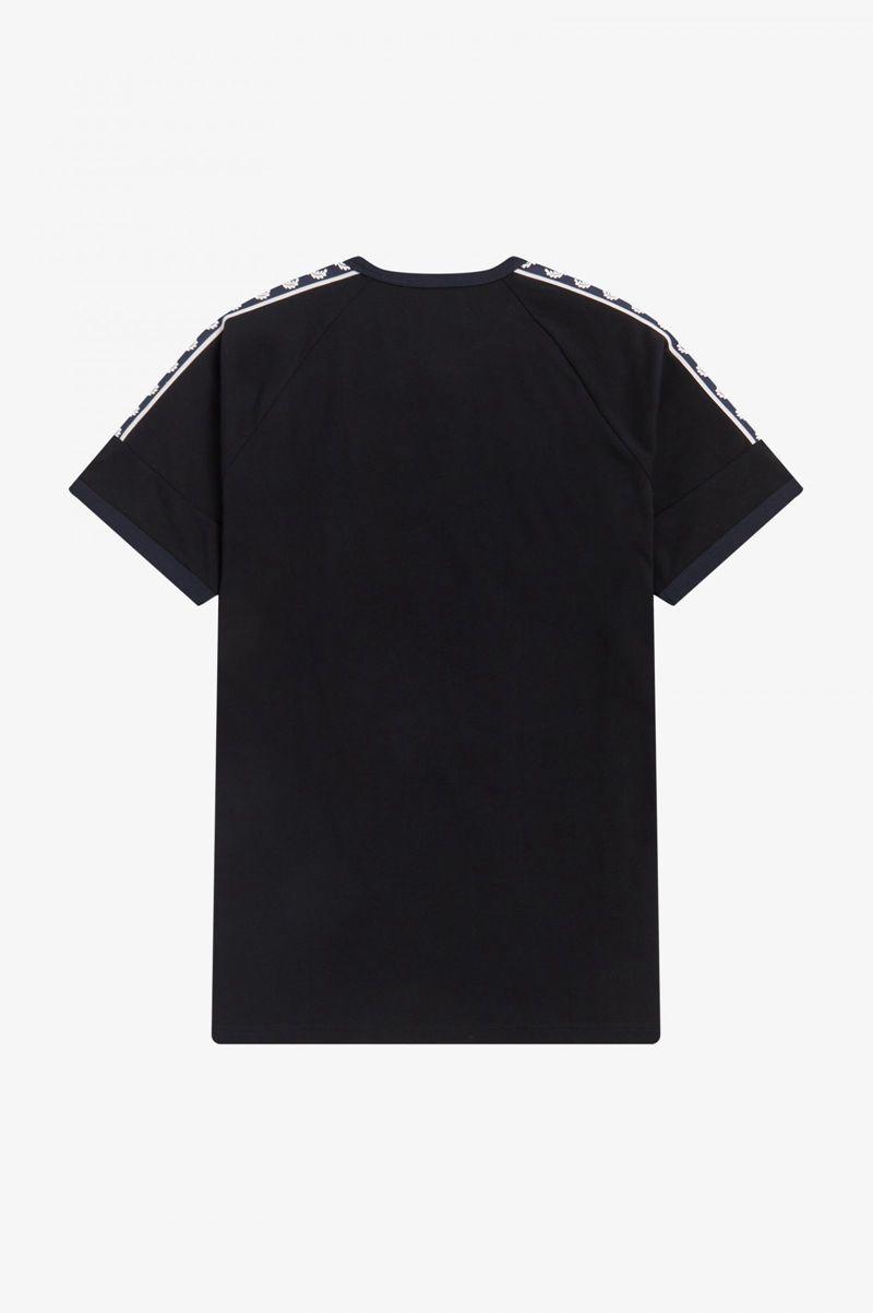 Black Fred Perry Panelled Taped Men's T Shirts | PH 1737XYUF